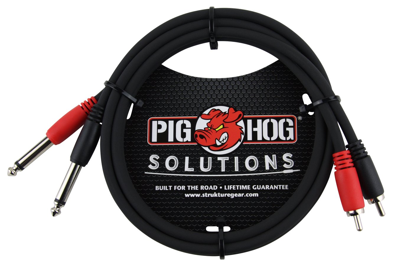 2 Pack Pig Hog 3ft Dual 1/4" TS Mono Male Plug to 2-RCA Male Plug Audio Cable PD-R1403