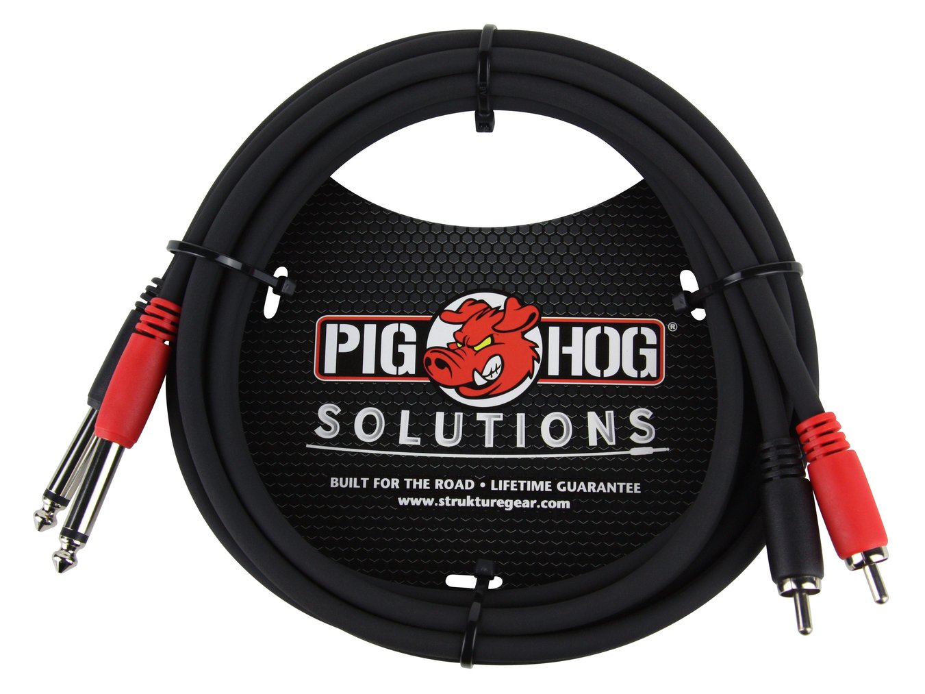 2 Pack Pig Hog 6FT Solutions Dual RCA (Male) to Dual 1/4" Mono (Male) Cable PD-R1406