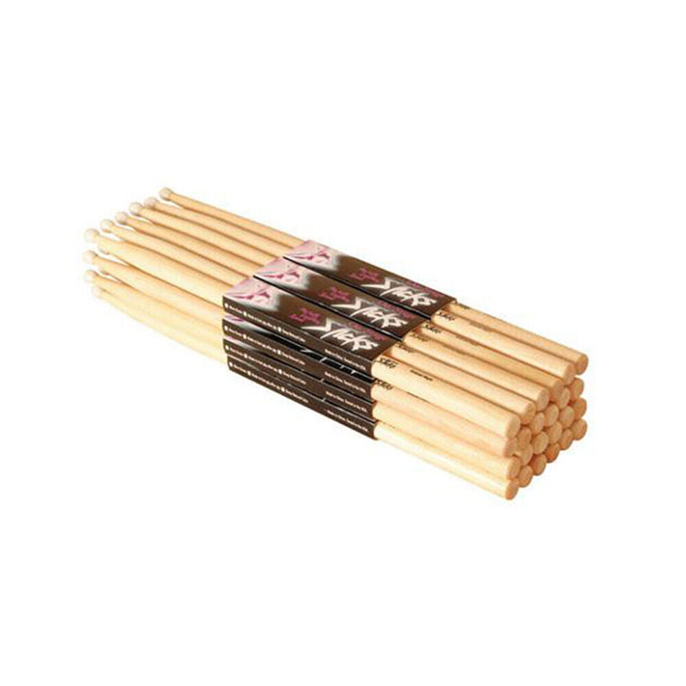 New - On Stage Maple High Quality Drum Sticks 5A, With Wood Tip, 12 Pair