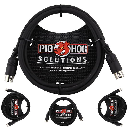 Pig Hog 6ft Solutions MIDI Cable Black Instrument Interface male to male PMID06 - NEW 