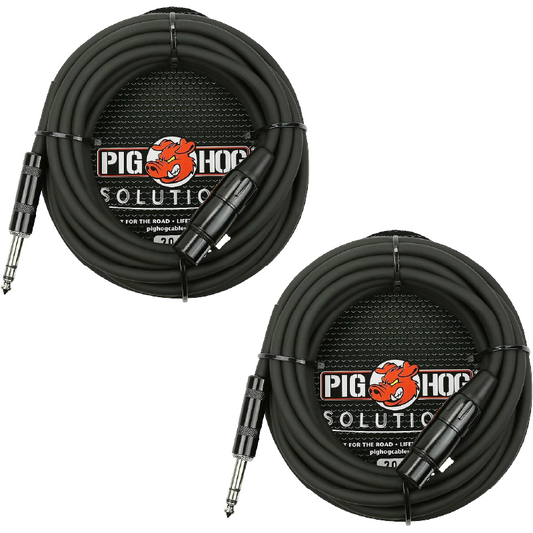 Lifetime Warranty! 2 Pack Pig Hog PX-TMXF20 Solutions 20Ft TRS(M)-XLR(F) Balanced Cable