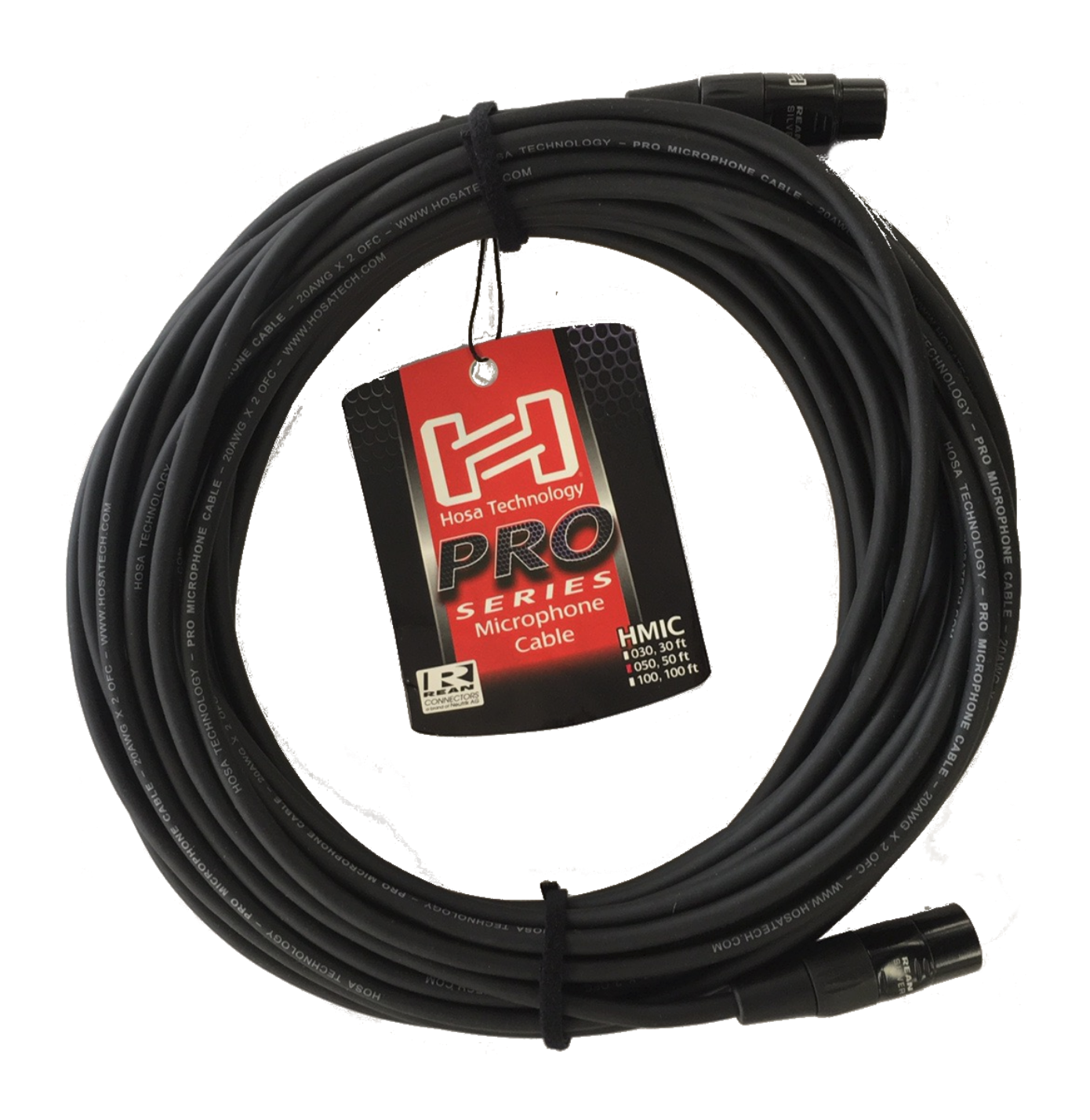 2 Pack Hosa Pro HMIC-050 Microphone Cable (50 Feet) , REAN XLR3F to XLR3M, 50 ft Black NEW