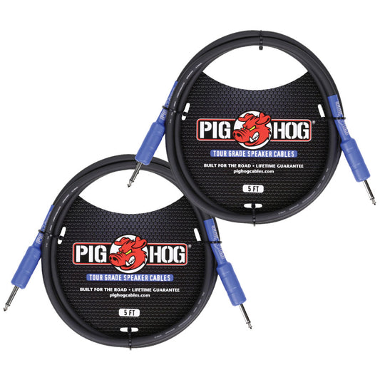 2 Pack Pig Hog PHSC5 9.2mm Gauge Wire Speaker Cable, 5 Ft - New