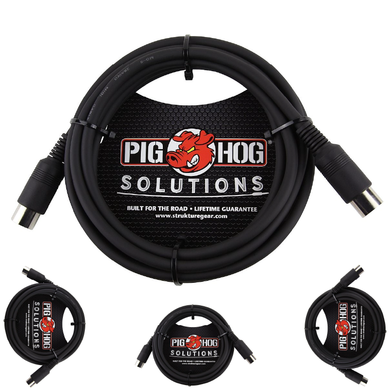 New - Pig Hog PMID10 MIDI Cable Black Instrument Interface 10 ft / foot male to male