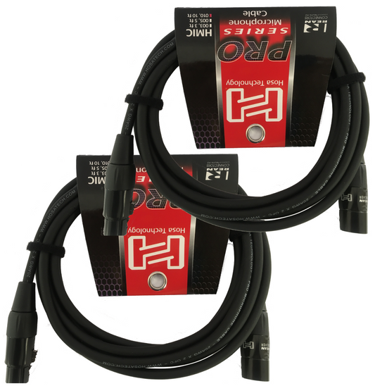 2 Pack Hosa Pro Microphone Cable, Neutrik REAN Connectors REAN XLR3F to XLR3M, HMIC-015 (15 Feet)