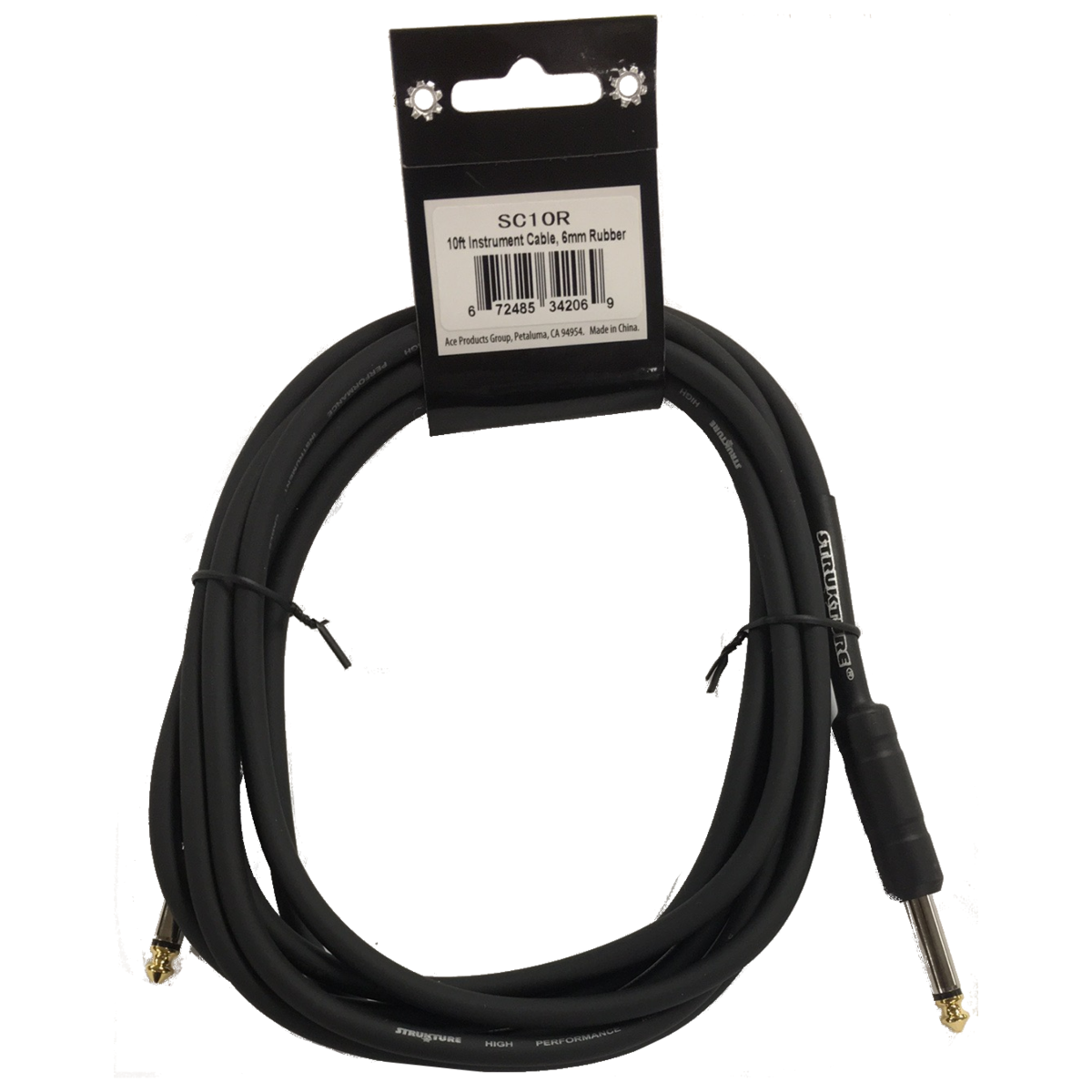 2 PACK Black Strukture 10ft Instrument Cable 6MM Rubber SC10R Lifetime Warranty!