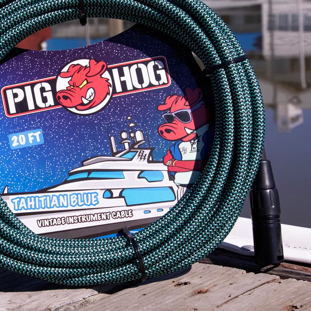 New - PIG HOG PHM20TAB "TAHITIAN BLUE" WOVEN MIC CABLE, 20FT XLR