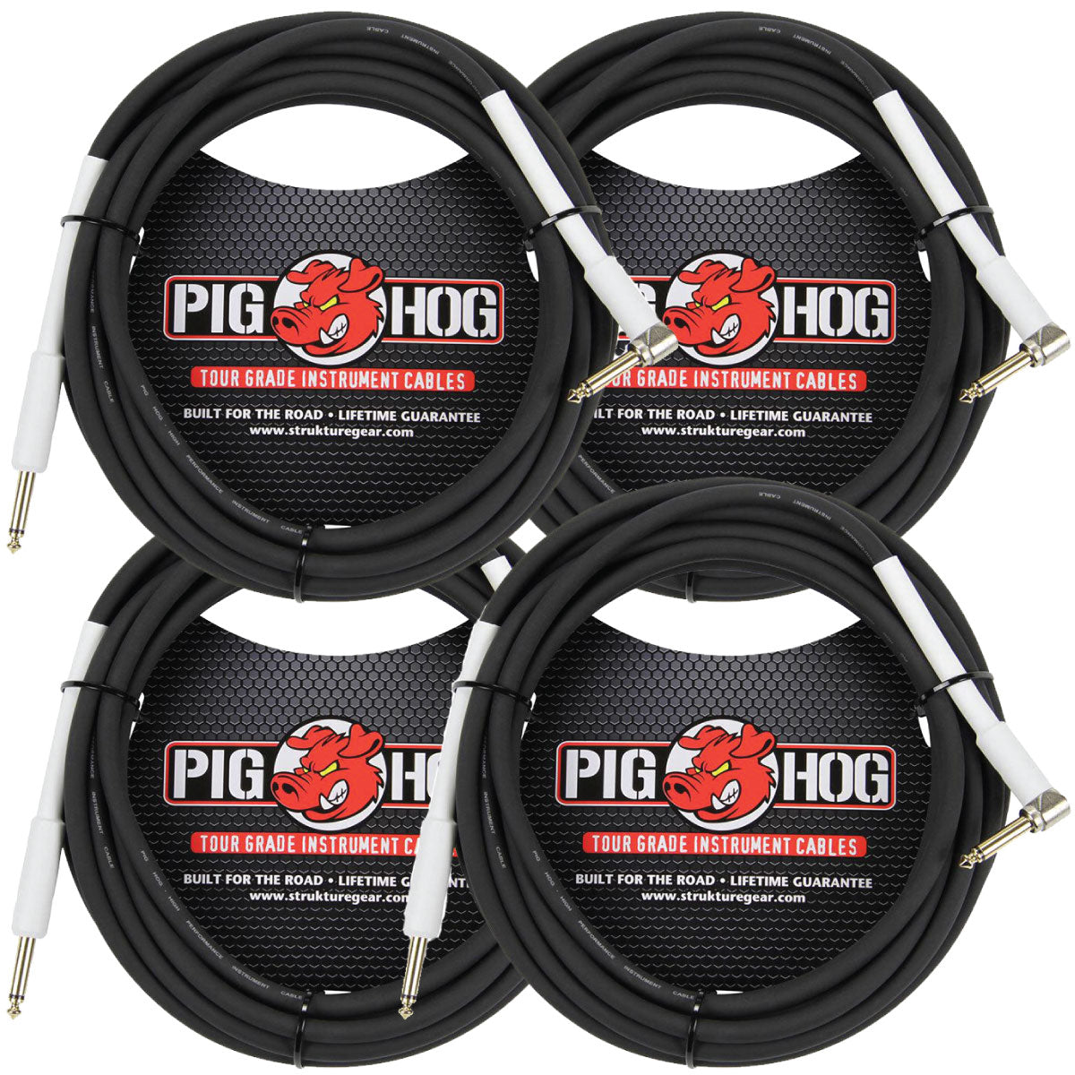 4 Pack Pig Hog PH186R Right Angle 8mm 18.5FT 1/4"-1/4"  Inst Cable Lifetime Warranty!