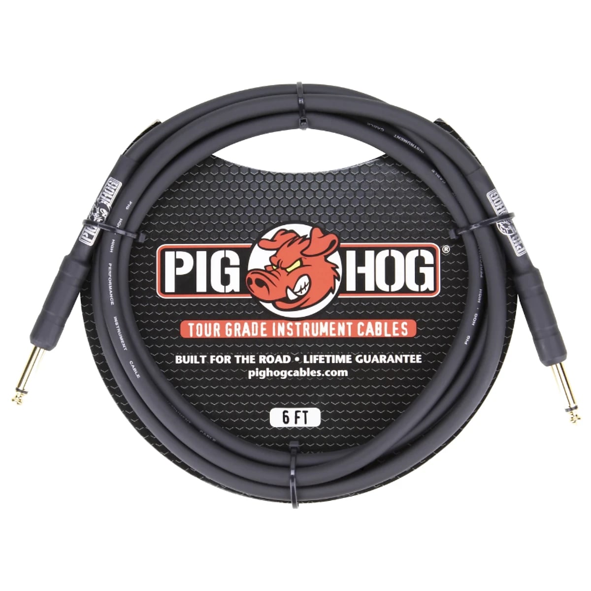 New - 5 Pack Pig Hog PH6  8mm 1/4 Straight Instrument Guitar Cord 6 Feet Patch Cable Black