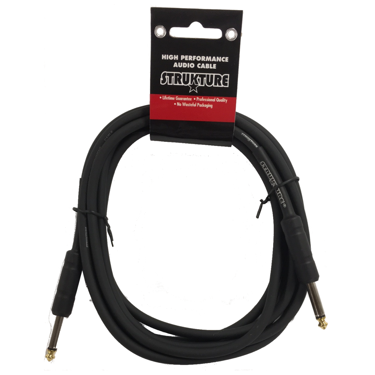 2 PACK Black Strukture 10ft Instrument Cable 6MM Rubber SC10R Lifetime Warranty!