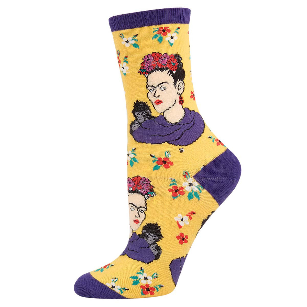 Socksmith Women's Crew Socks Frida Kahlo Portrait Footwear - WNC332-SUN