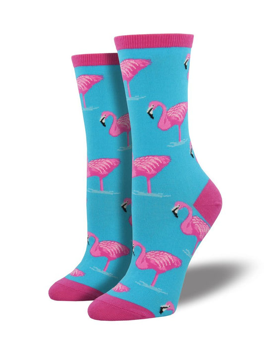 Socksmith Women's Flamingo Crew Socks Footwear Sky Blue - WNC420-SKY