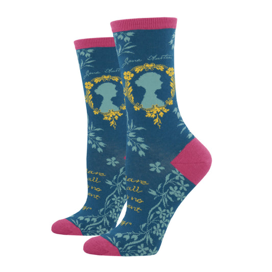 Socksmith Womens Novelty Crew Socks Jane Austen Novelty Footwea - WNC717-STB