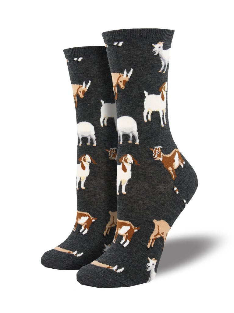 Socksmith Women's Goat Silly Billy Socks Cotton Crew One Size Fits Most - WNC775-CHH