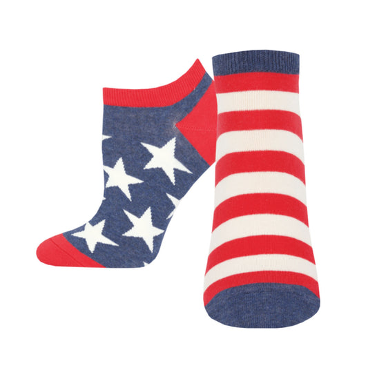 Women's Ladies Short Flag Ped Socks patriotic footwear Socksmith - WNP1790-VBL